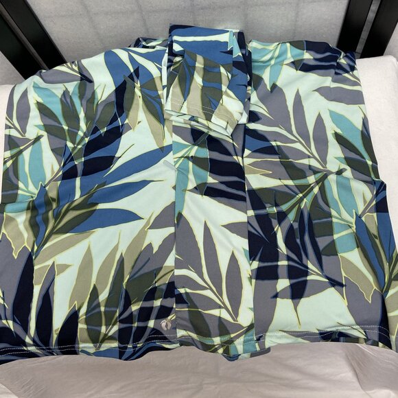 Hang Ten UV Protection Long Sleeve Palm Frond Tropical Foliage Tee Rash Guard M - Picture 8 of 11